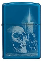 Zippo High Polish Blue Skull Design Pocket Lighter