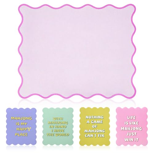 IZEAFH 20 inch Mini Mahjong Mat for Travel Set,Cute Scalloped Portable Mahjong Game Mat with 4 Pcs Mahjong Tile Shufflers at Amazon