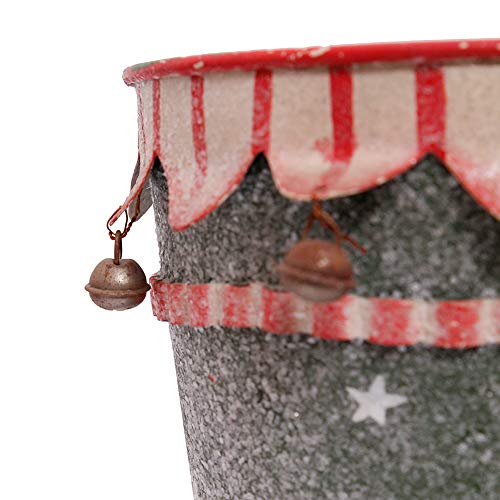 Waroom Home 5" Vintage Snowflake Christmas Theme Metal Christmas Bucket, Ice Bucket for Indoor & Outdoor use, Home/Garden Decor, Set of 2