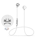 Bluetooth Headphones, Wireless V4.1 Magnetic Stereo Earphones, Suitable for Samsung Galaxy S9, IPX4 Splash Proof Noise Cancelling with HD Mic for Running and Sport - White