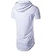 Keybur Mens Hipster Hip Hop Short Sleeve Longline Pullover Side Zipper Hoodies Fashion Sweatshirts (XL, White)