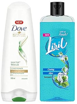 Dove Hair Fall Rescue Conditioner, 180ml & Liril Cooling Mint Body Wash, 250 ml