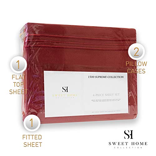 1500 Supreme Collection California King Sheet Sets Red Luxury Hotel