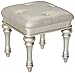 Coaster Furniture Bling Game Modern Glam Upholstered Accent Vanity Stool Metallic Gray Faux Leather Platinum Silver Finish 204189