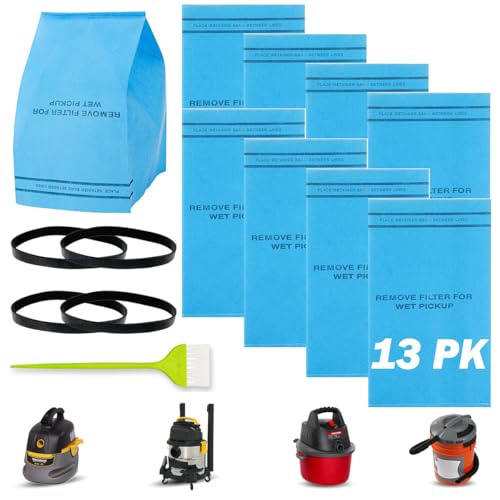 Filtro Para Aspiradora, Compatible con Koblenz Mod 45-0389-2,WS01025F2,artesano 9-38737,VF2000. Wet/Dry Bolsas para Aspiradora Lavable, Ocho bolsas filtrantes más cuatro correas y un cepillo.