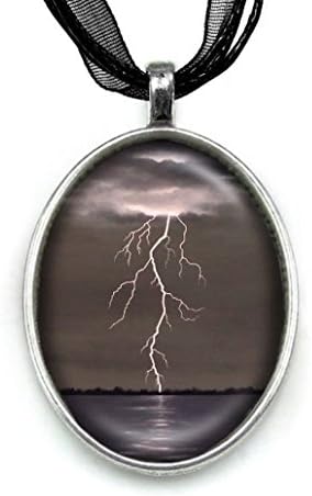 Pendant Necklace Handmade Jewelry Original Art Painting Organza Ribbon Necklace by Artist Carly Landry (Lighting the Night)