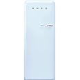 Smeg FAB28 50's Retro Style Top Freezer Refrigerator with 9.92 Cu Total Capacity, Multiflow Cooling System, Adjustable Glass Shelves 24-Inches, Pastel Blue Left Hand Hinge Made In Italy
