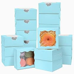 Light Blue Bakery Boxes with Window 4x4x2.5 inches