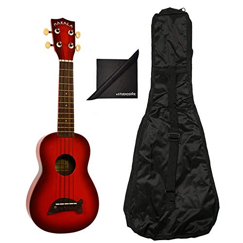 Kala MK-SD/RDBRST Makala Dolphin Soprano Ukulele Red Burst Gloss w/ Axcessables UB-S Gig Bag and Polishing Cloth