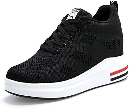 LILY999 Womens Ladies Hidden Wedges Heel 8 cm Lace Up Trainers High Top Sneakers