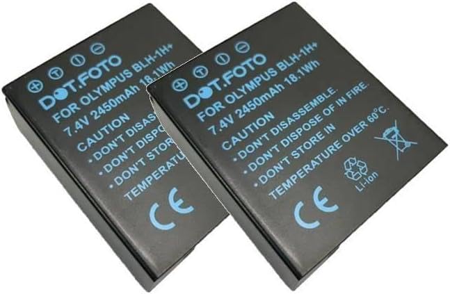 2 x Dot.Foto BLH-1 Premium High Capacity 7.4v / 2450mAh Fully Decoded Rechargeable Battery for Olympus OM-D E-M1 Mark II, E-M1 Mark III, E-M1X