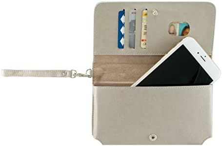 Phone Wallet Cash Zipper Stash Pouch Case Fits iPhone 8 Plus Galaxy Note 8 S8 S8+ On Nxt A5 A7 J7 V Pro Max Moto Z2 Play Force G5S Plus G5S G5 Plus E4 Plus Z Play Nokia 5 6 Xperia XZs Dual L1 (Beige)