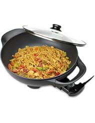 Brentwood Appliances SK-69BK 13-Inch Non-Stick Flat-Bottom Electric Wok Skillet with Vented Glass Lid Other Kitchen Appliances, Normal, Black