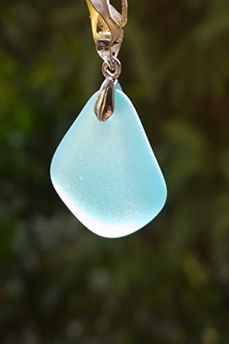 New Artisans 1" Beach Sea Glass Bead Drilled Freeform Dropwater Pendent Charm Craft (Ocean Blue)
