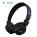 Kids Bluetooth Headphones Foldable Volume Limiting Wireless/Wired Stereo On Ear HD Headset with SD Card FM Radio in-line Volume Control Microphone for Children Adults (Black)