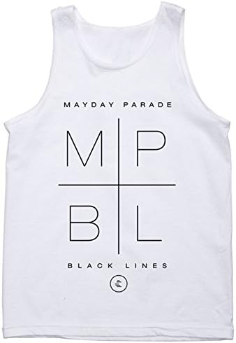 Mayday Parade Men's Black Lines Mens Tank Small White