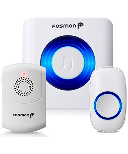 Fosmon 51006HOM Wireless Doorbell with Portable Flashing Vibrating Receiver for Noisy Environment, Warehouse, Factory, Offices, Senior - 1 Remote, 1 Plugin, 1 Portable Vibrating Receiver w/Belt Clip