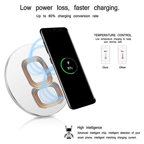 Fast Charger for Samsung Galaxy S8 edge - Wireless Charging Pad for Samsung Galaxy Note 8/S8/S8 Plus/S7/S7 Edge/S6/S6 Edge,Qi Standard Charger for iPhone X/iPhone 8/iPhone 8 Plus(Silver)