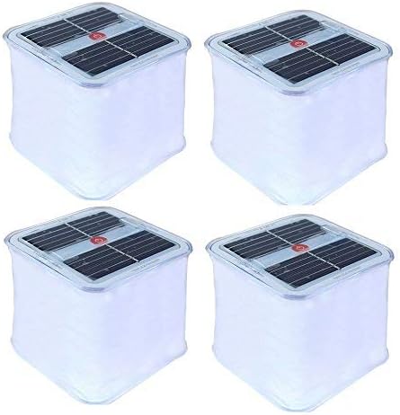 Inflatable Solar Light Frosted Outdoor Camping Lamp Lantern Waterproof Rechargeable Emergency Light for EMGC Hiking Travel and Décor (4 Pack)