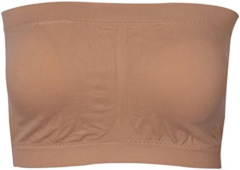 Women's Padded Strapless Bra, Basic Wire-Free Stretch Seamless Bandeau Tube Top Bra,1/3 Pack