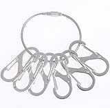 Mini Skater 1.5 Inch S Shape Clip Hook Hanging Buckle Iron Double Spring Gate Carabiner Keyring Keychain Snap Lock With A Steel Ring For Outdoor Hiking Survival Camping Traveling,6PCS,Silver (Silver)