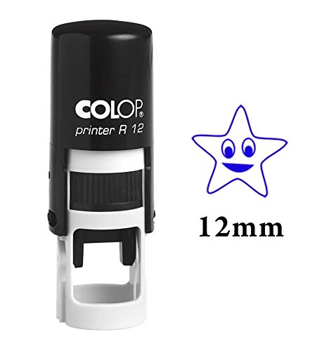 Star Design Self Inking Mini Rubber Stamp Colop Round Decorative Teachers Stamps 12mm