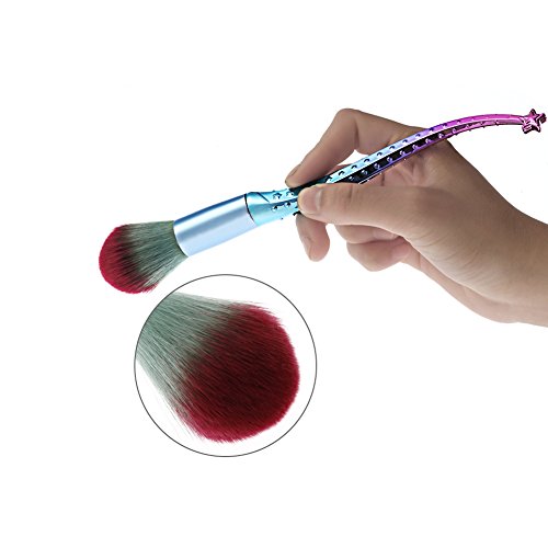 Saking 10 Pieces Mermaid Makeup Brush Set Professional Face Eye Shadow Eyeliner Foundation Blush Lip Makeup Brushes Powder Liquid Cream Cosmetics Blending Brushes Kit - Thumbnail 6