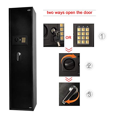 Moutec Electronic Rifle Safe, Quick Access 5-Gun Large Metal Rifle Gun Security Cabinet (with/Without Scope) with Separate Pistol/Handgun Lock Box - Thumbnail 2