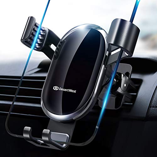 DesertWest Car Mount for Cell Phone, Universal Clamping Gravity Smartphones Holder for Car Air Vent, Easy to Install and Securely Holds iPhone XR XS 11 pro max Samsung Note 10+ S20 S10+ S9 S8, Google