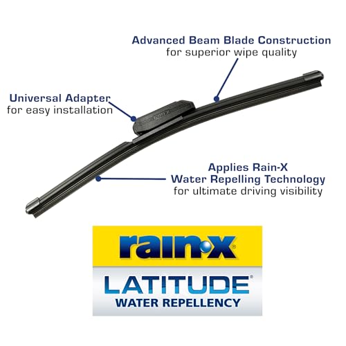 RAIN-X 810160 LATITUDE 2-IN-1 WATER REPELLENT WIPER BLADES, 24″ AND 19″ WINDSHIELD WIPERS (PACK OF 2), AUTOMOTIVE REPLACEMENT WINDSHIELD WIPER BLADES WITH PATENTED RAIN-X WATER REPELLENCY FORMULA
