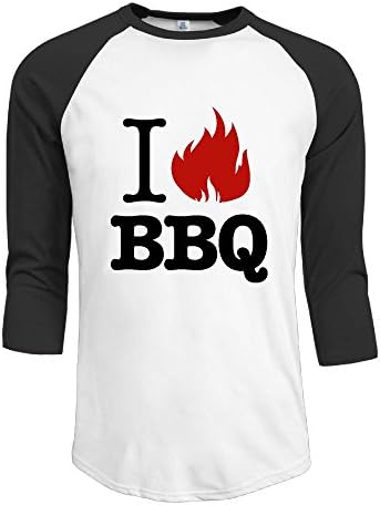 Pingquchan I Love BBQ Mens 3/4 Raglan Sleeve Athletic Shirts Casual Tees For Men Baseball T-Shirt XXL Black