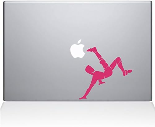 The Decal Guru Soccer Bicycle Kick Macbook Decal Vinyl Sticker - 15" Macbook Pro (2016 & newer) - Pink (1178-MAC-15X-BG)