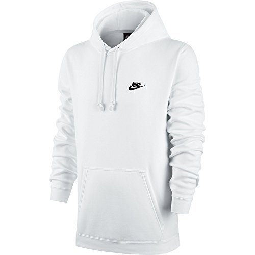 Nike Mens Sportswear Pull Over Club Hooded Sweatshirt - Large - White/Black