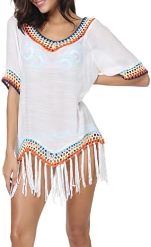 Invug Beach Wear Swimsuit Bikini Cover Up Tassel Bathing Suit Swimwear Dress