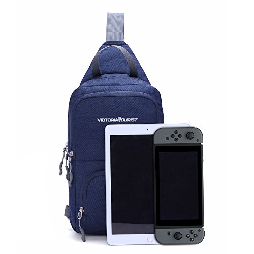 Victoriatourist WANDF Switch Travel Bag, for Nintendo Switch Console, Dock, Joy-Con Grip & Switch Accessories, Protective Storage Sling Backpack Shoulder Bag for Nintendo Switch and iPad (blue-2) - Thumbnail 3