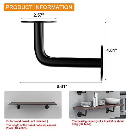 TORACK Pipe Shelf Brackets, 6pack Heavy Duty DIY Industrial Pipe Shelving Brackets