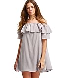 Milumia Women's Off Shoulder Ruffles Shift Loose Mini Dress