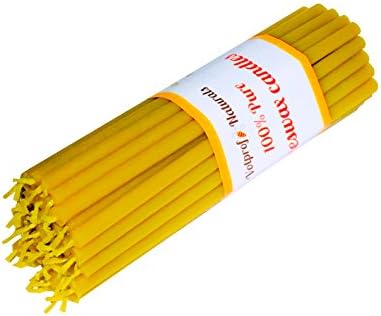 50 Natural 100% Pure Beeswax Taper Candles ( 5") Natural Honey Scent Birthday Cake (5 in)