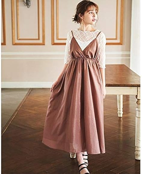 Amazon イング Ingni ラメシアーキャミワンピース スモークピンク M ワンピース チュニック 通販