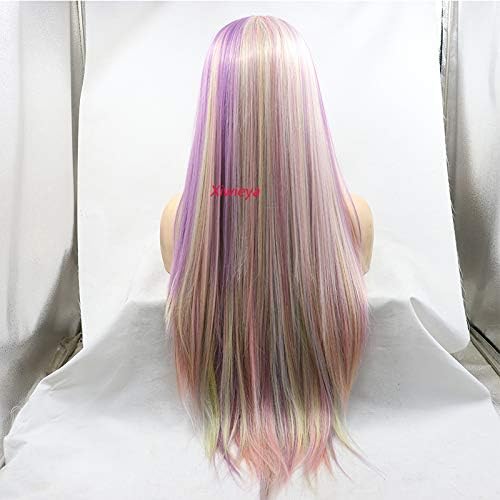 xiweiya Black Orange Half Color Lace Front Wig Long Silky Straight Ginger Orange Wigs Soft Hair Heat Resistant Fiber Wig 150% Density Hair for Women 26inch - Image 5
