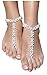 2 Piece White Ankle Bracelet Crochet Anklets Barefoot Sandals Foot Jewelry