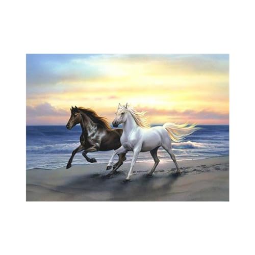Pracht Creatives Hobby Diamond Painting Set, Bild mit Motiv Pferde am Strand und Zubehör, Bastelset zum Malen mit Glitzersteinchen, für Kinder ab 5 Jahren