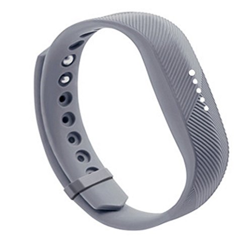 Silicone Replacement Band for Fitbit Flex 2 with Stainless Steel Buckle and Fastener Sports Fitness Wristband Bracelet Strap for Fitbit Flex 2 (Grey, Small)