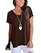 Women T Shirts Short Sleeve Cotton Blouse Tops Loose Fit Plus Size Coffee XL