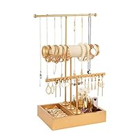 handrong Jewelry Tree Stand 3 Tier Jewelry Holder Gold Necklace Holder Display Earring Stand Ear Stud Holder Tabletop Bracelet Holder Jewelry Towers Organizer for Women Girls Home Use