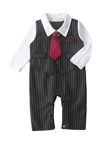 AvaCostume Baby Boys Striped Gentleman Romper Suit