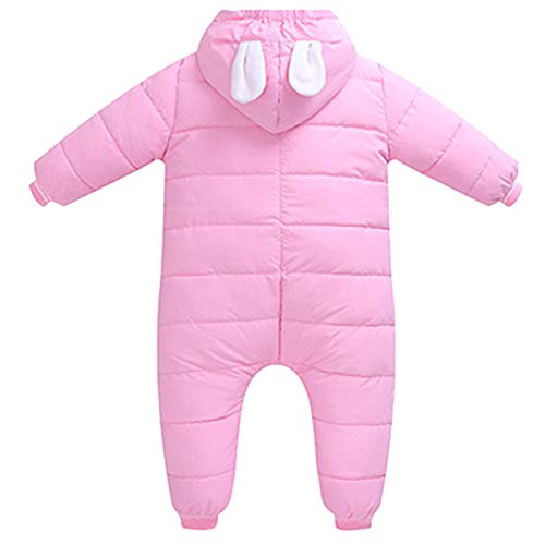 famuka Baby Boys and Girls Snowsuit Toddler Bear One-Piece Outerwear Coat (Pink, 18-24 Months)
