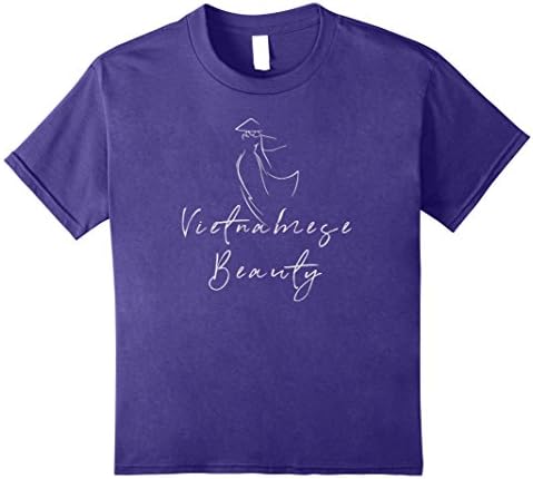Kids Vietnamese Ao Dai Dress with Conical Hat Beauty T-Shirt 10 Purple