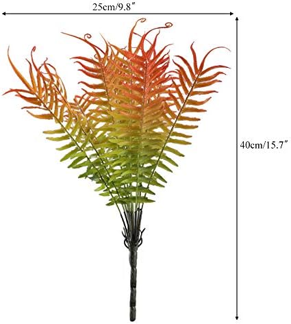 Amazon Huaesin 人工シダ植物 オーストリッチフェイクファーン 茎 プラスチック 壁用 屋内外ハンギングバスケット プランター フローラル ウェディング 緑 赤 人工観葉植物 オンライン通販