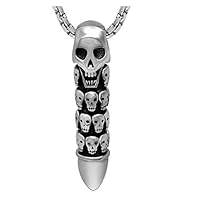 HKJCstore Titanium Steel Pendant Ornaments, Personalized Skull Necklace/Bullet Punk Style Men